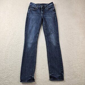 Silver Jeans Women's 25x31 Blue Denim Suki Straight Med Wash Stretch Stitching